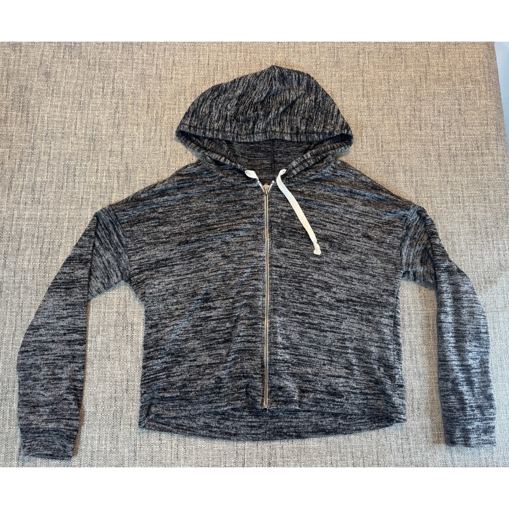 American‎ Eagle Women's Gray Cropped Long Sleeve Full Zip Soft Hoodie Jacket M